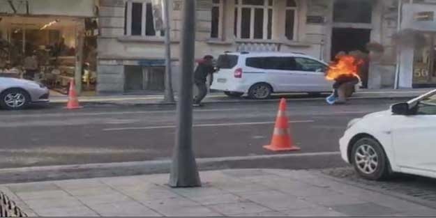 Nişantaşı'nda tinerci yolunu kestiği adamı yaktı