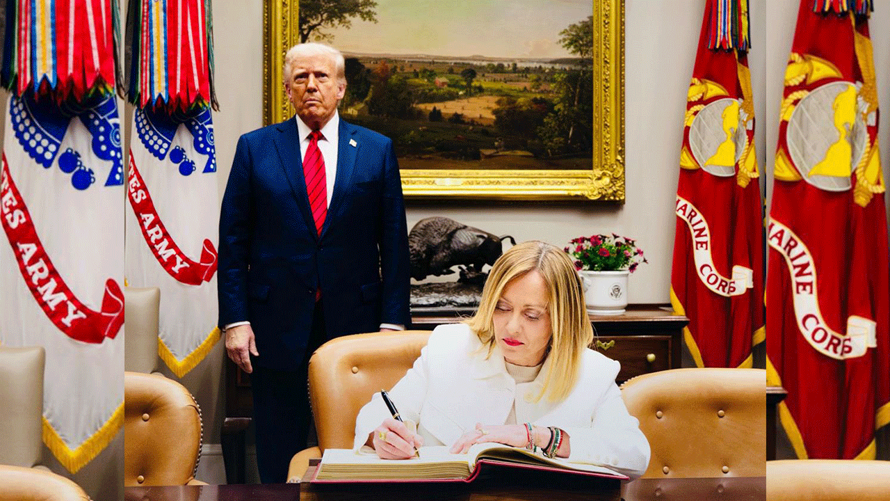 O fotoğraf İtalya'da olay oldu! Yaver Trump, esas duruşta..