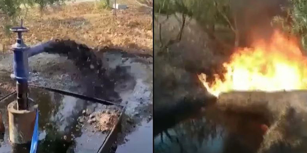 O ilimizde petrol fışkırıyor! Su ararken buldu bir anda alev aldı