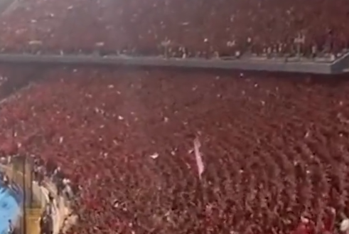 O Müslüman ülkede tüyler diken diken oldu! 75 bin kişi aynı anda bağırdı: Kanımız canımız Filistin'e feda olsun