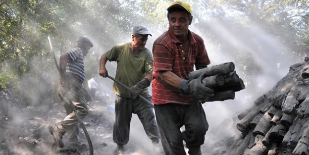 Odun kömürü işçilerinin kış mesaisi başladı