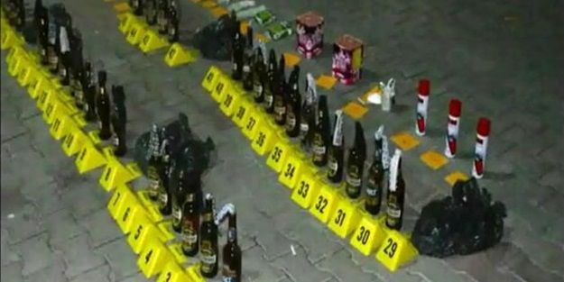 Öğrenci evlerinde 96 molotof ele geçirildi