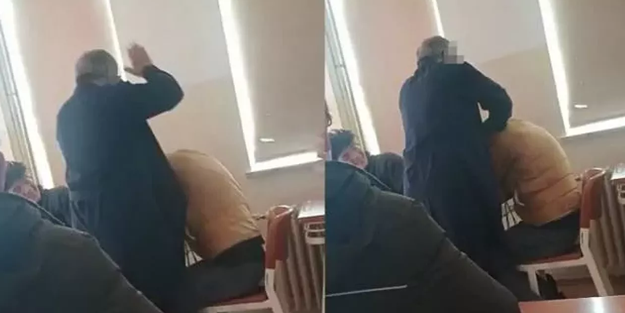 Öğretmen sınıfın ortasında öğrencisini tekme tokat dövdü