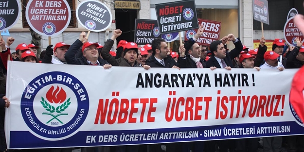 Öğretmenlerden 'nöbete ücret istiyoruz' eylemi