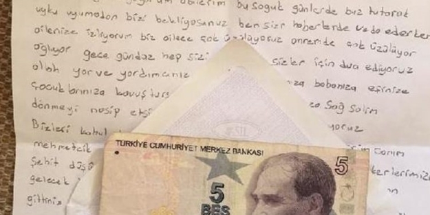 Okul harçlığını Mehmetçik'e gönderdi