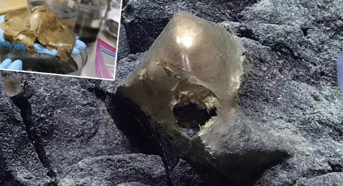 Okyanus tabanında altın küre! Deri dokusu gibi