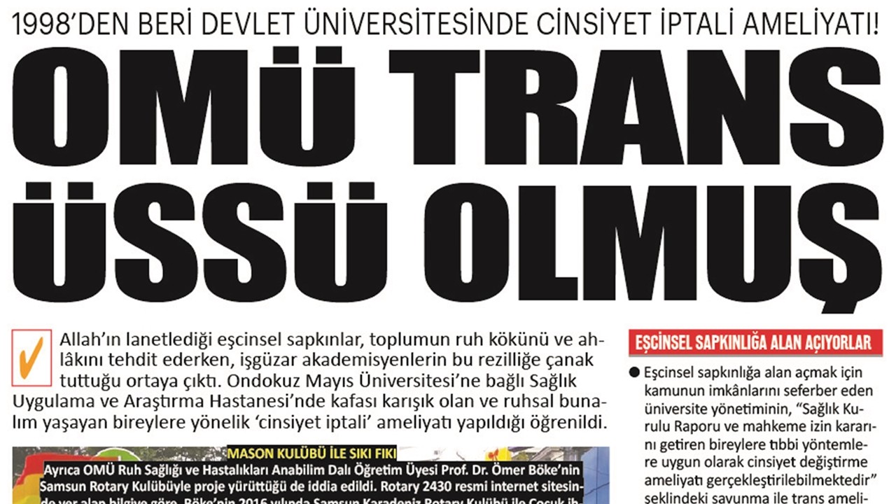 OMÜ Cinsiyet değiştirme operasyonuyla sakat bırakıyor! Hem kimliksiz hem cinsiyetsiz