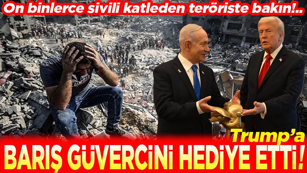 On binlerce sivili katleden teröriste bakın!.. Trump'a 'barış güvercini' hediye etti