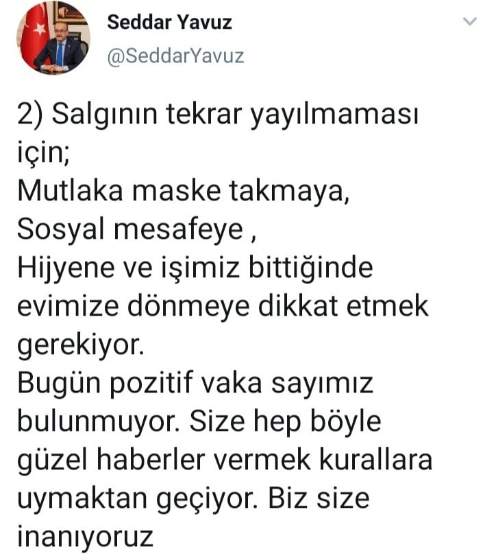 Ordu Valisi Seddar Yavuz duyurdu: 