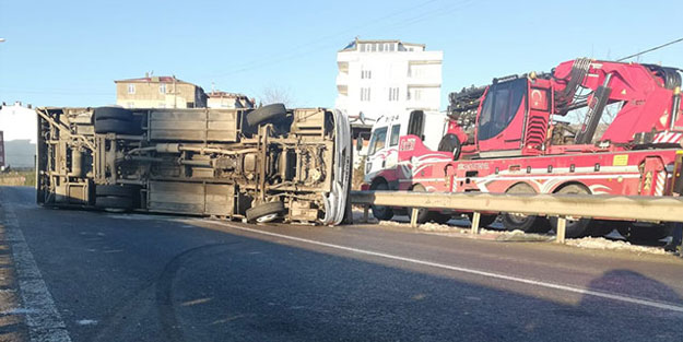 Ordu'da işçi servisi devrildi: Çok sayıda yaralı var