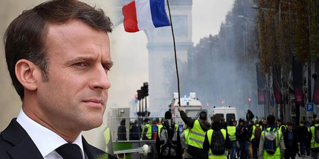 Ortalık karıştı! Fuarda Macron'a sarı yelekliler şoku