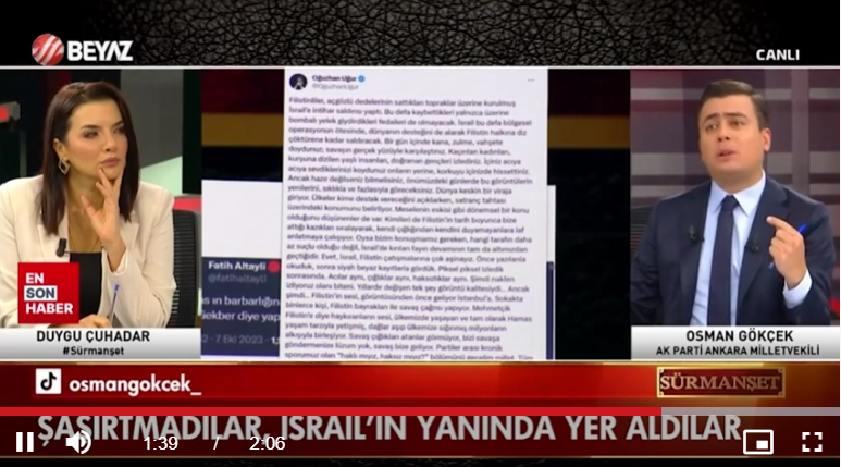 Osman Gökçek'ten İsrail'i savunan ünlü isimlere ayar