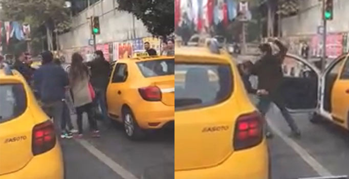 Osmanbey'de taksicilerin yolcu alma kavgası