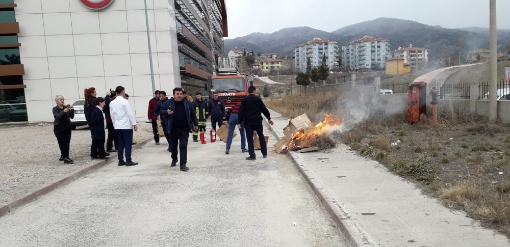 Osmancık Devlet Hastanesi’nde yangın tatbikatı 