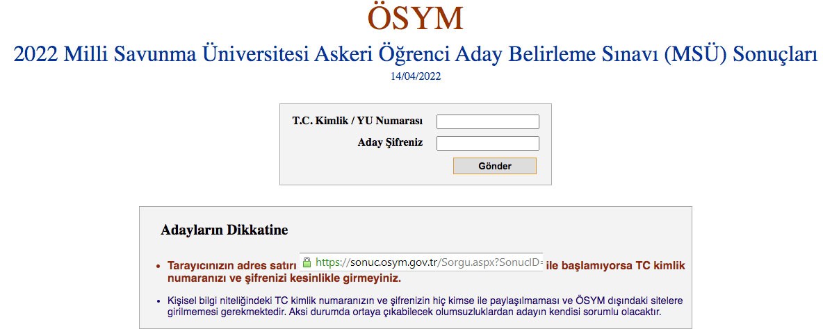 ÖSYM 2022 MSÜ sonuçları son dakika MSÜ 2022 sonuçları sorgulama ekranı!