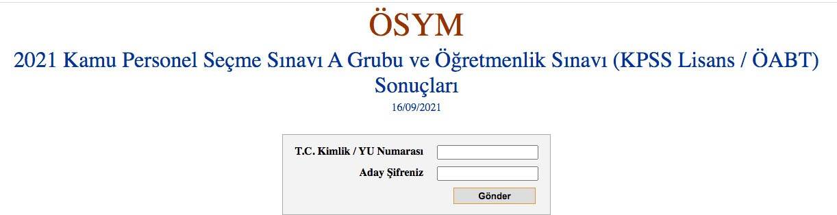 ÖSYM KPSS sınav sonucu sorgulama 2021
