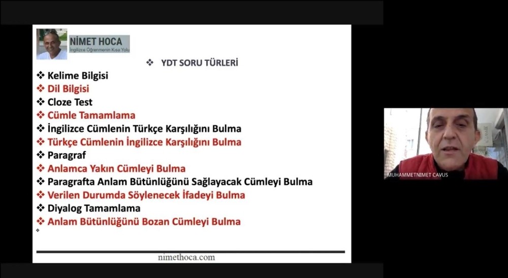 ÖSYM Yabancı Dil Testi Online Kolay Soru Çözüm Teknikler Semineri gerçekleşti 