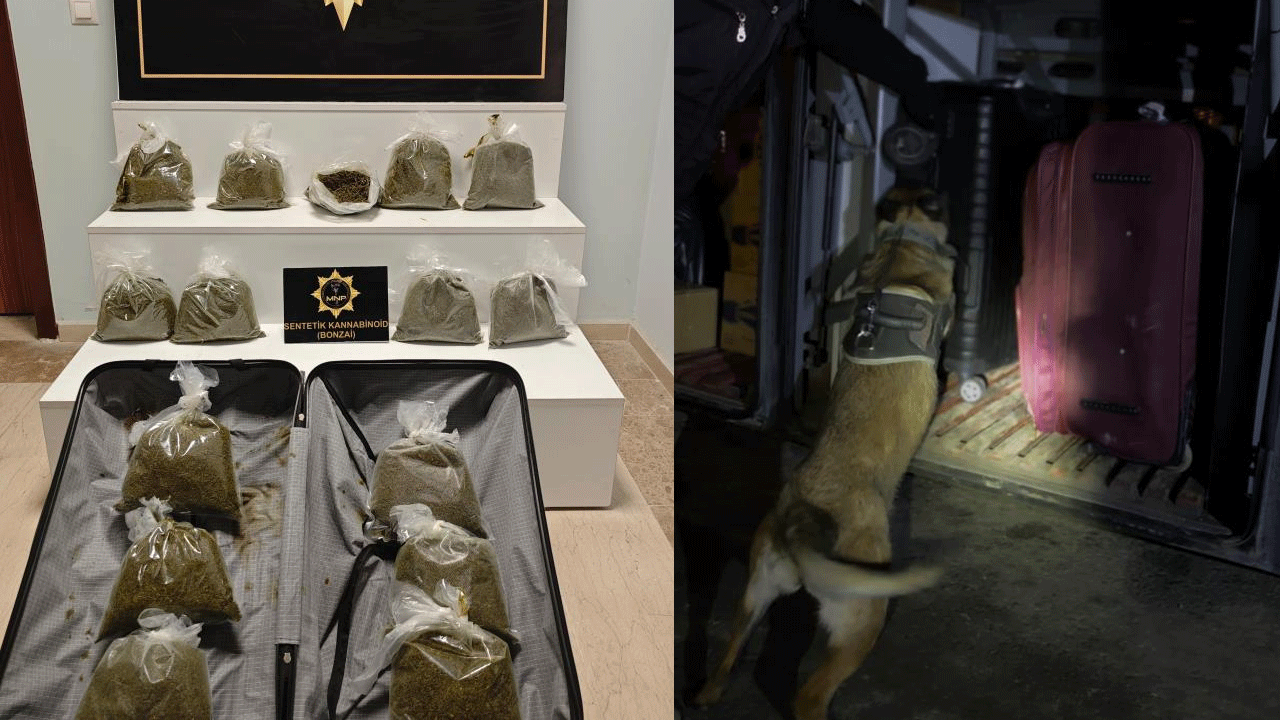Otobüs bagajından 16 kilo uyuşturucu çıktı