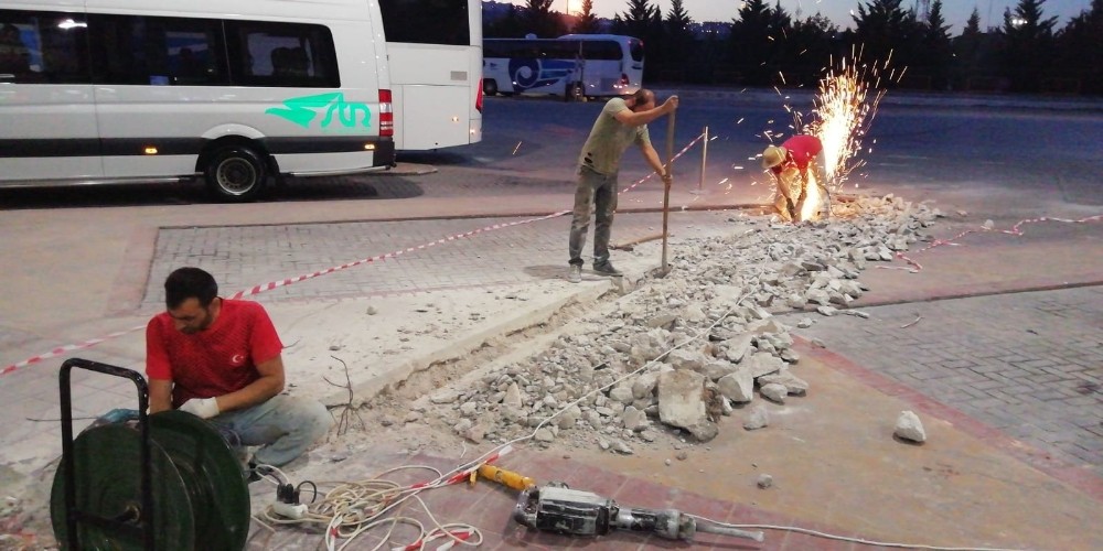 Otobüs terminalde drenaj sistemi yenilendi 