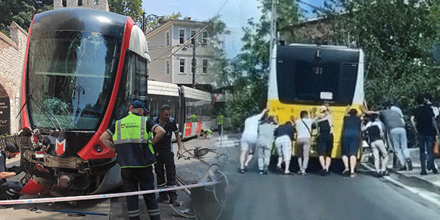 Otobüslerin yolda kaldığı İstanbul'da bu kez tramvay raydan çıktı