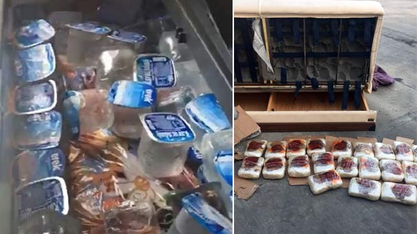 Otobüsün buzdolabından uyuşturucu çıktı