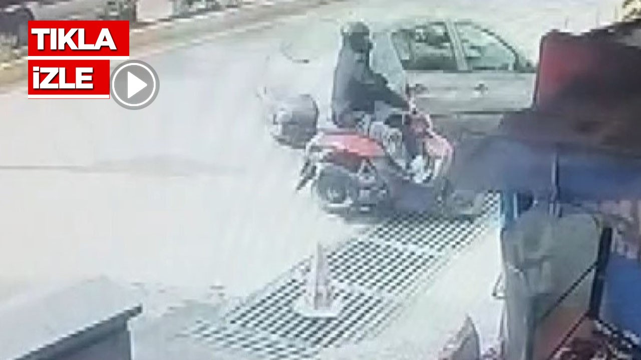 Otomobil motosiklete çarpıp kaçtı! O anlar kamerada
