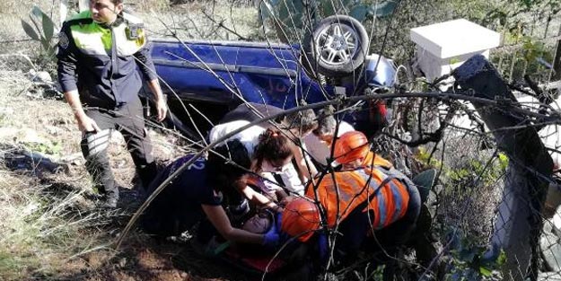Otomobil şarampole yuvarlandı, alkollü sürücü yaralandı