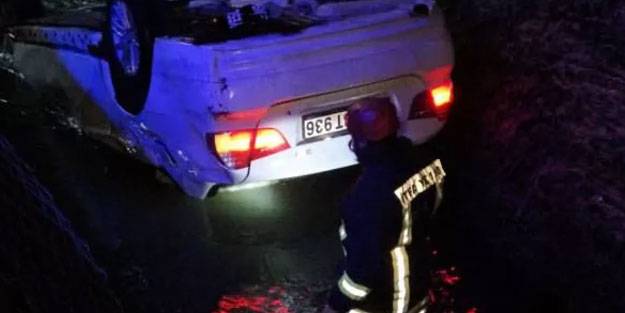 Otomobil sulama kanalına uçtu