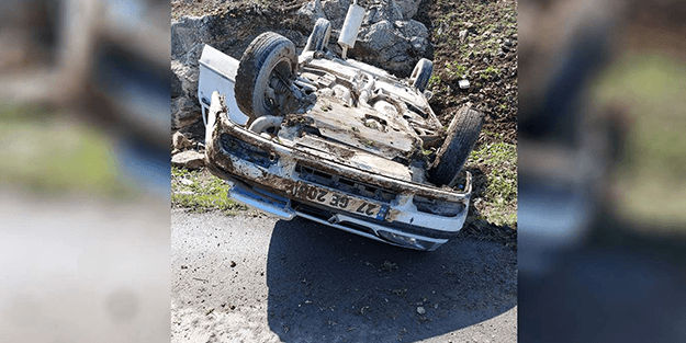 Otomobil takla atarak devrildi! Sürücü ise...