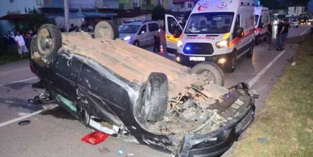 Otomobilin takla attığı kazada 3 kişi yaralandı