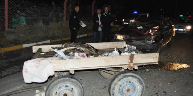 Otomobille at arabası çarpıştı! yaralılar var