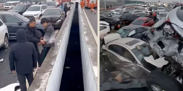 Otoyolda feci kaza! 100'den fazla araç birbirine girdi