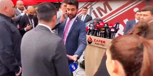 Özdağ ve Kılıçdaroğlu'nun basın toplantısında Zafer Partisi'nden HDP'ye yakın kanala engel