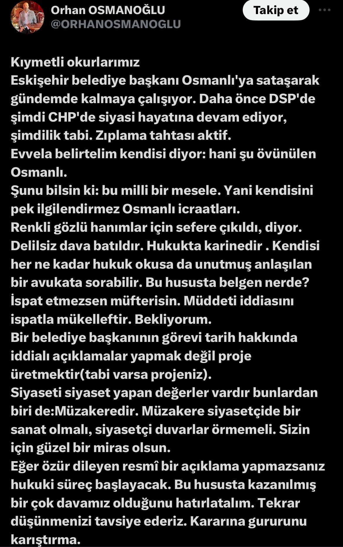 Padişah torunundan Osmanlı'yı eleştiren Yılmaz Büyükerşen'e tepki