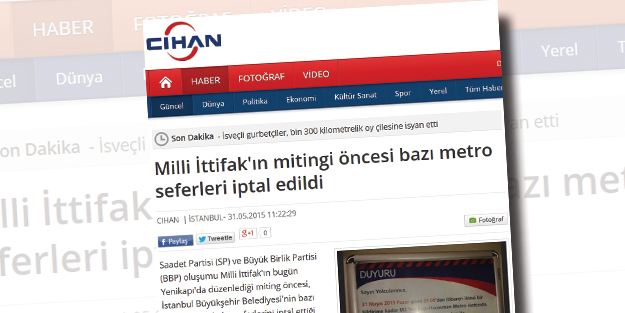 Fitneciler iptal edilen metro seferlerini SP mitingine bağladı