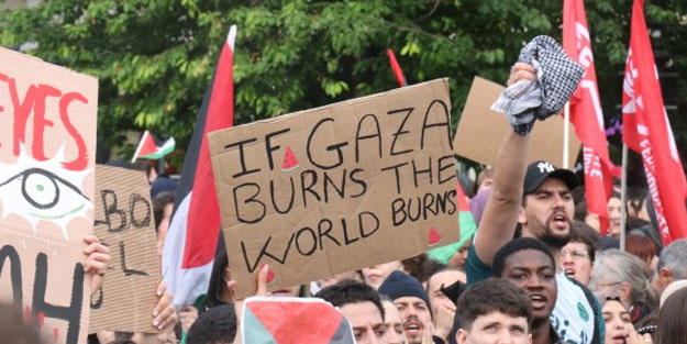 Paris'te Filistin'e destek gösterisi