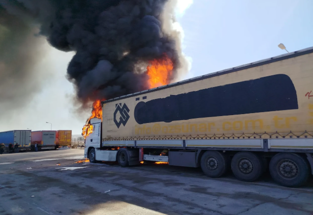 Park halindeki 2 tır cayır cayır yandı