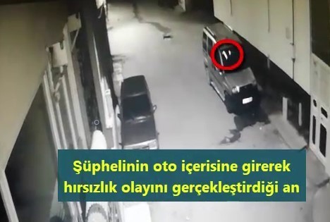 Park halindeki araçtan hırsızlık yaptı kameralara yakalandı 
