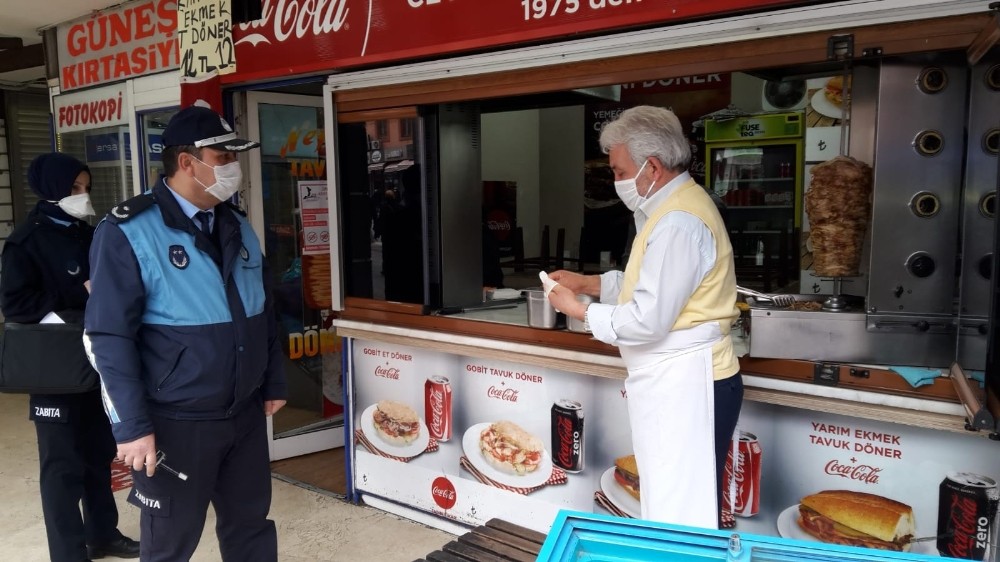Pastane ve lokantalara maske ve eldiven denetimi 
