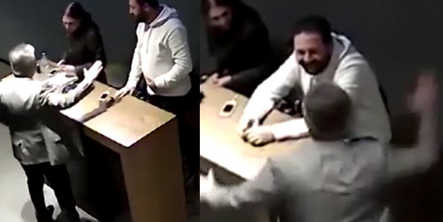 Patrondan çalışanlara 'Ayağa kalkmadın' dayağı