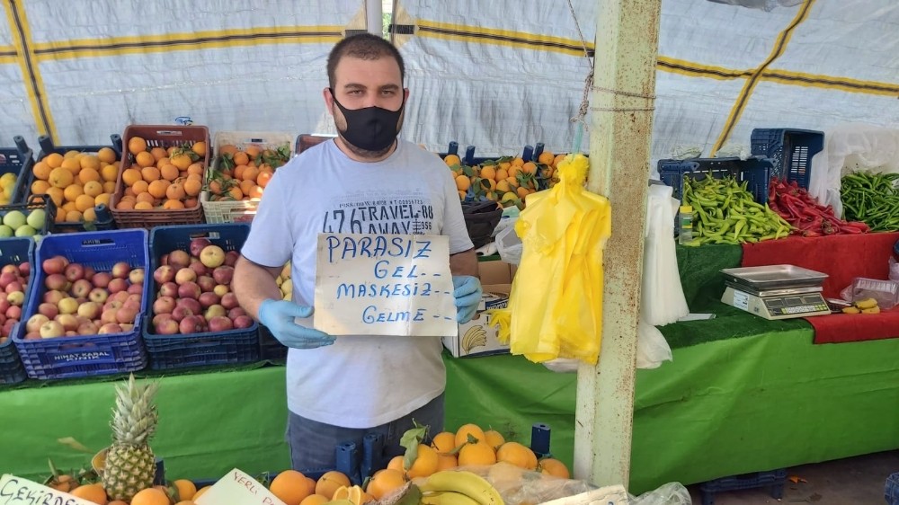Pazarcıdan dikkat çeken çağrı; “Parasız gel, maskesiz gelme” 