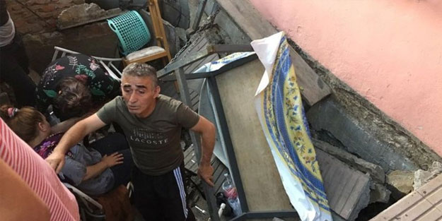 Pendik'te apartman bahçesinde çökme: Yaralılar var