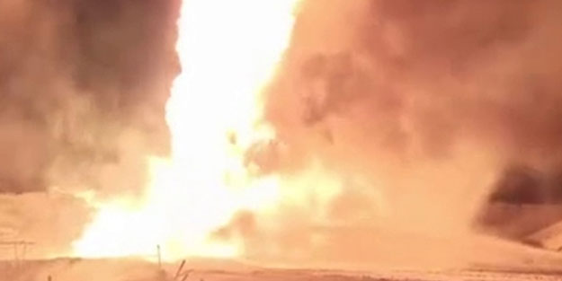 Petrol kuyusunda çıkan yangına tanksavar ile müdahale ettiler