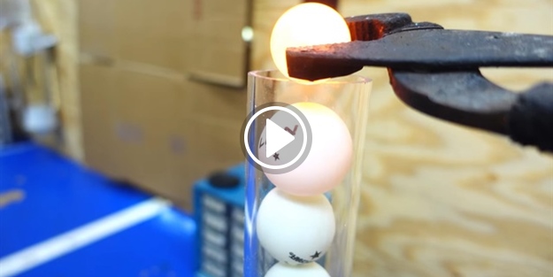 Pin pon topu dolu tüp içerisine kızgın nikel topu bırakılırsa