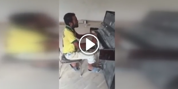 Piyano çalan inşaat işçisi paylaşım rekoru kırıyor!