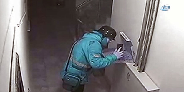 Pizzaya tüküren iğrenç kurye güvenlik kamerasında