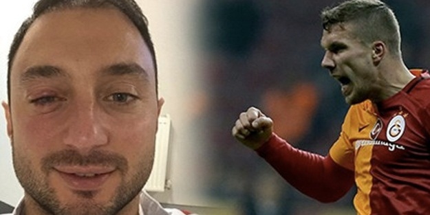 Podolski, Mert Çetin'in gözünü morarttı