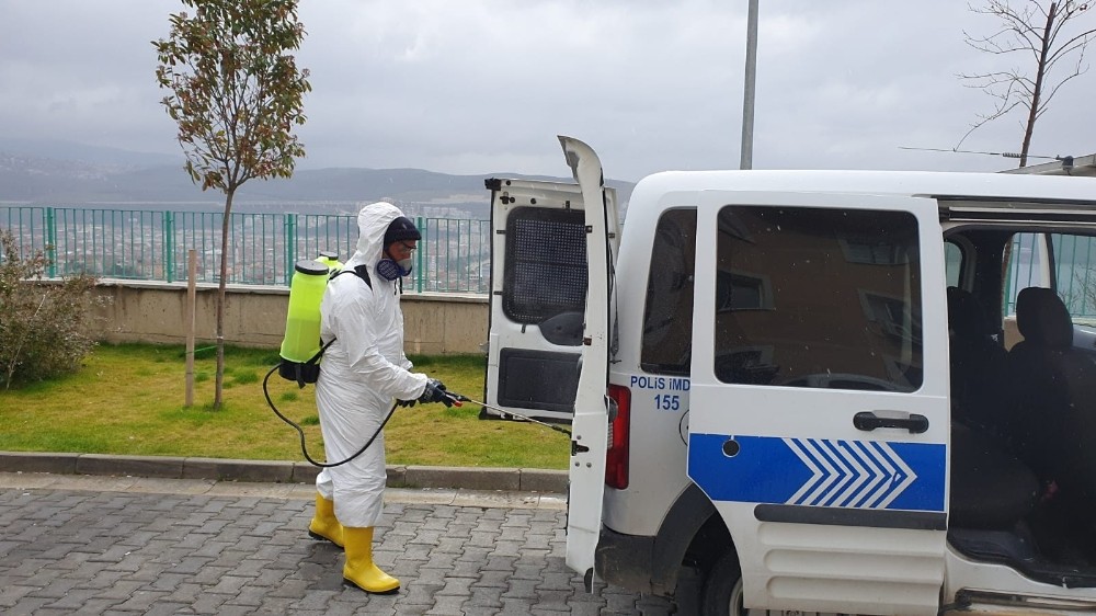 Polis araçlarına korona virüsü tedbiri 