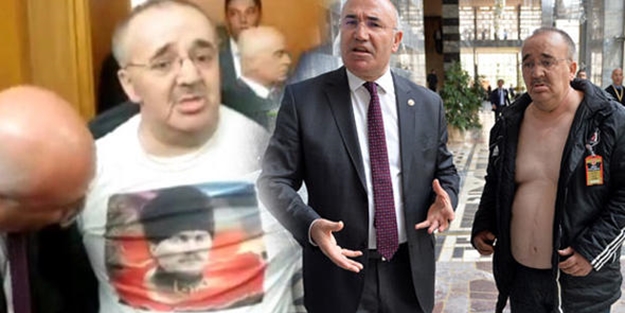 CHP grup toplantısı...Polis tişörtü çıkartınca çıplak kaldı