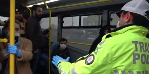 Polis sosyal mesafe denetimi yaptı! Minibüstekilerin kimliği şaşkına çevirdi